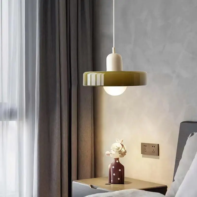 Nordic Macaron Glass Pendant Light Modern Chandelier For Dining Room Kitchen Island Bedside Home Decor Hanging Ceiling Lamps