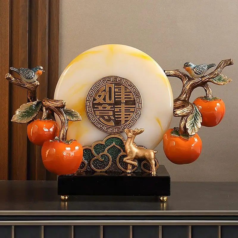 

Persimmon Ruyi Persimmon Deer Resin Ornament Home Foyer Wine Cabinet TV Cabinet Decoration Store Office Crafts Housewarming Gift