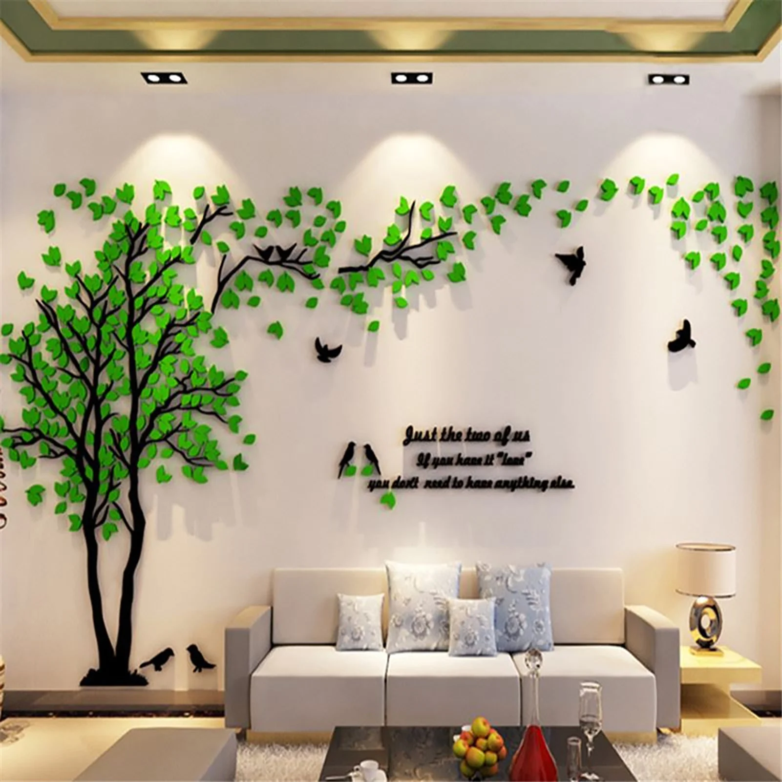 Tree Wall Stickers Warm Sweet Adornment Acrylic 3d Wall Stickers for Bedroom Sofa TV Background Wall