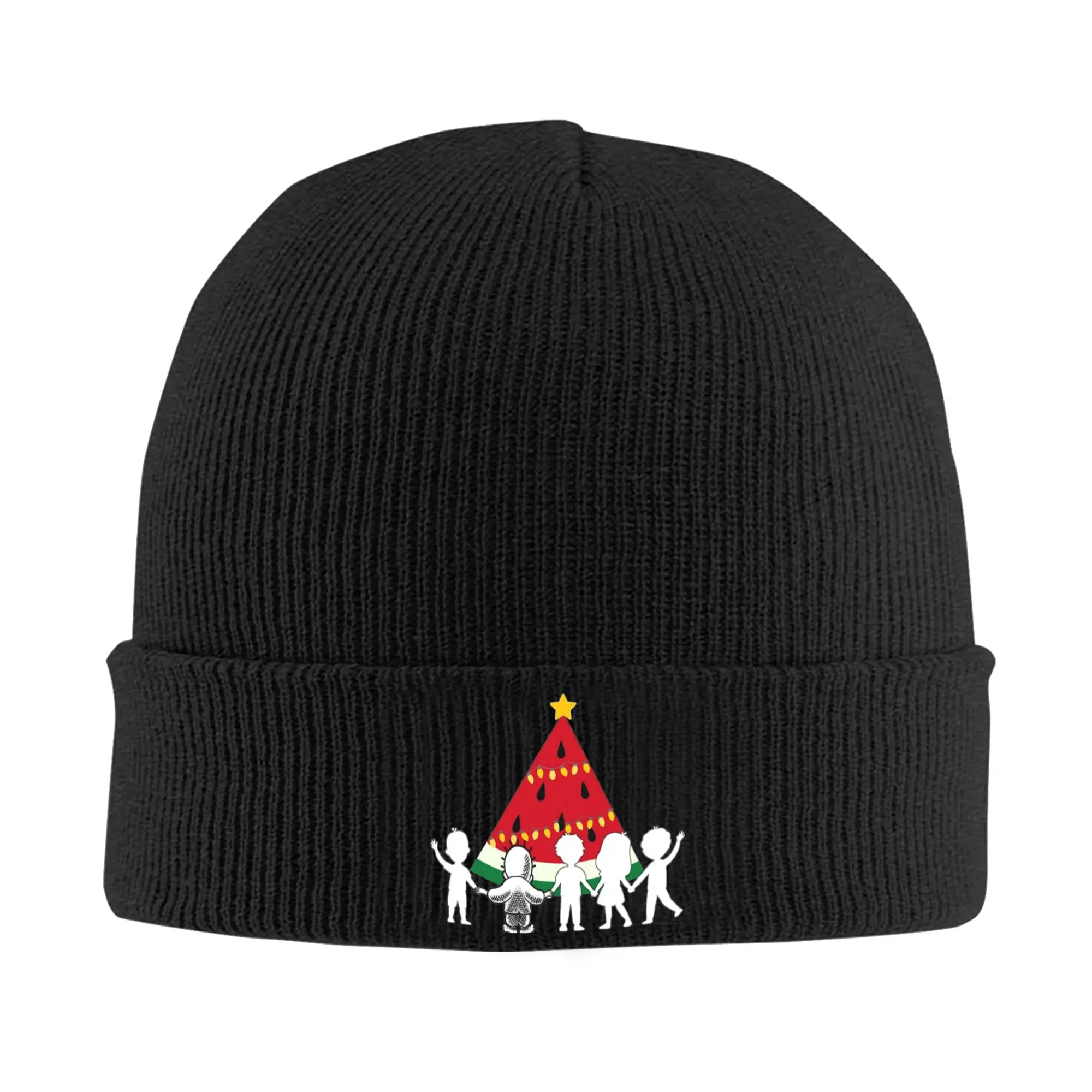 Palestine Watermelon Christmas Tree Knitted Hat Beanie Winter Hats Warm Acrylic  Fashion Palestinian Cap for Men Women Gift