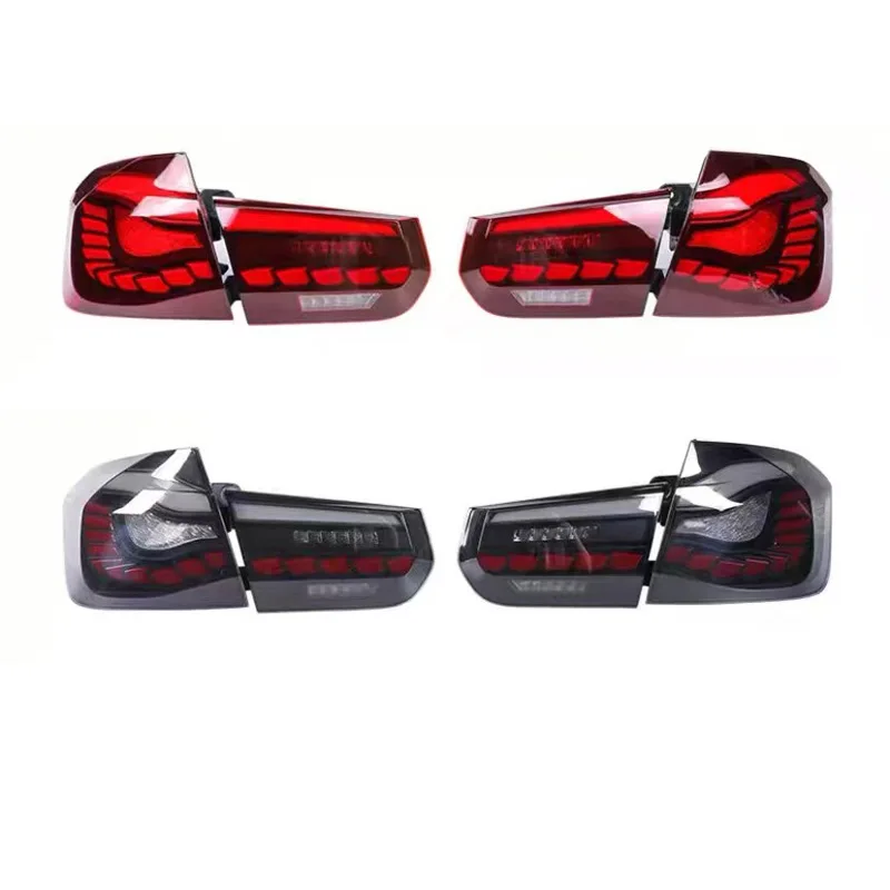 LED Tail Lights for BMW 3 Series F30 F35 2013-2018, M4 Style Dragon Scale Design, Rear Lamp Assembly