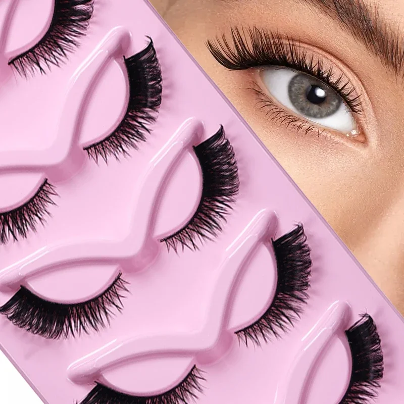 キャットアイつけまつげ 5 ペア ふわふわ、ナチュラル、スレンダー、ソフト、クロスつけまつげ テールエクステンションつけまつげ