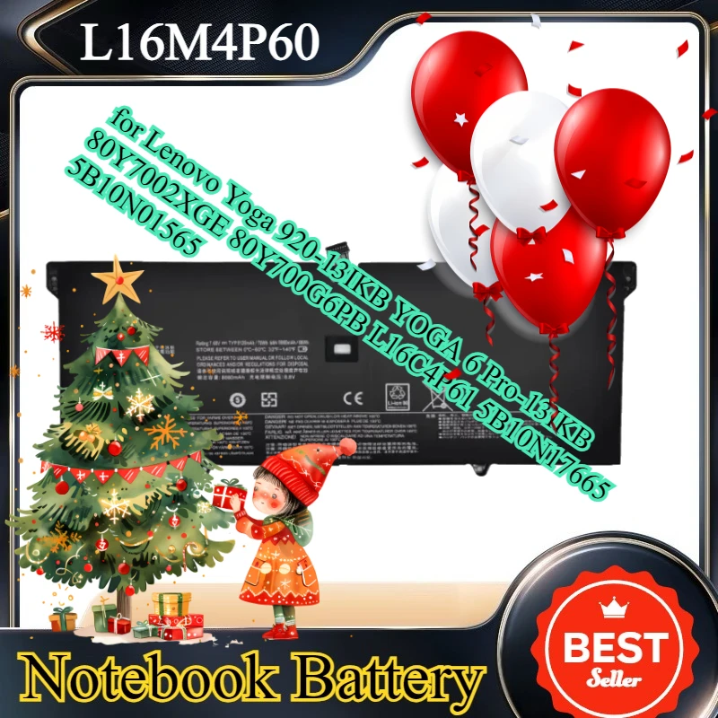 

New L16M4P60 Laptop Battery for Lenovo Yoga 920-13IKB YOGA 6 Pro-13IKB 80Y7002XGE 80Y700G6PB L16C4P61 5B10N17665 5B10N01565
