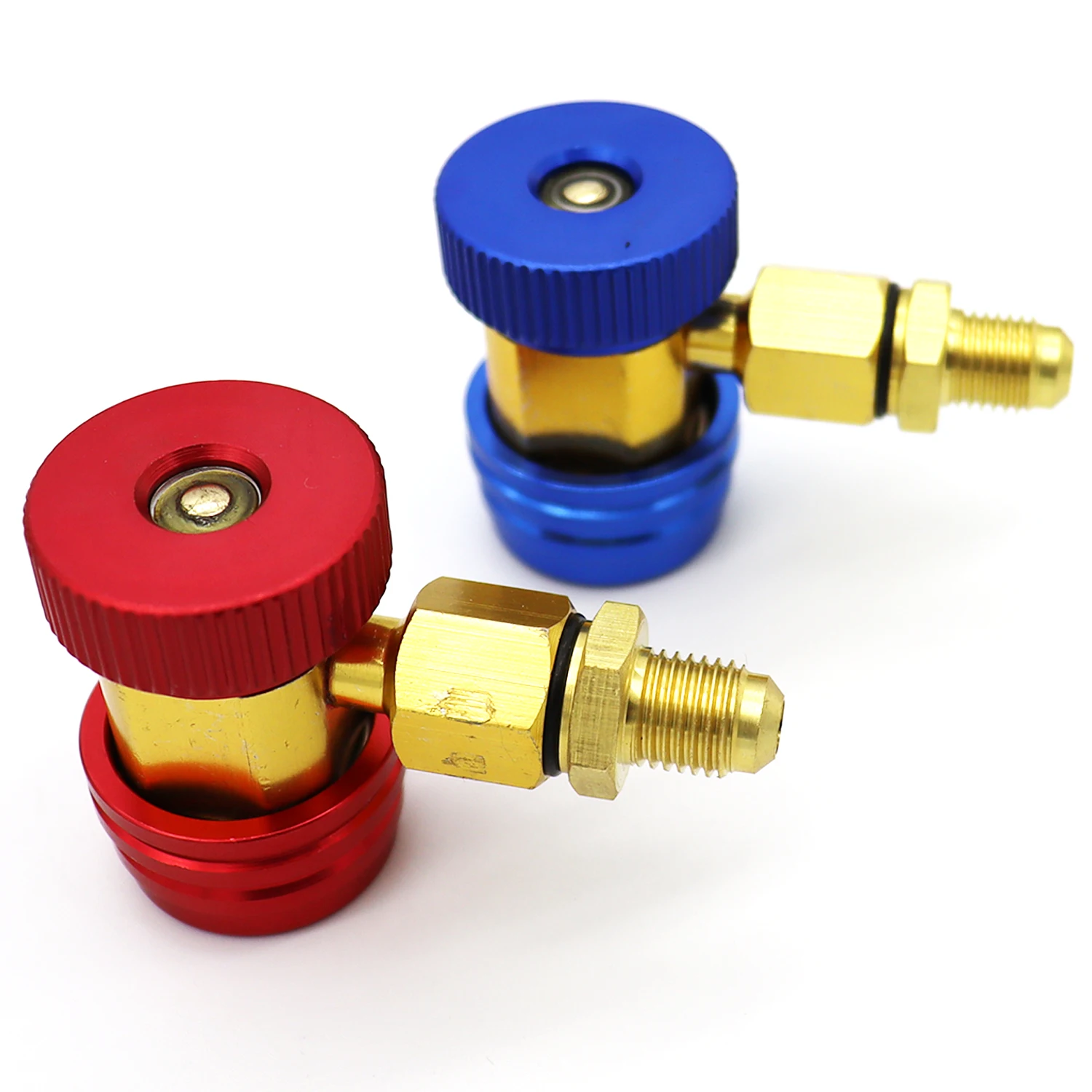 R134A Adapter koppelingen AC snelkoppeling verstelbare SAE 1/4 , hoge lage AC freon manifold slang conversie kit met 2 stuks R22 R12 R502 naar R134A conversie adapter