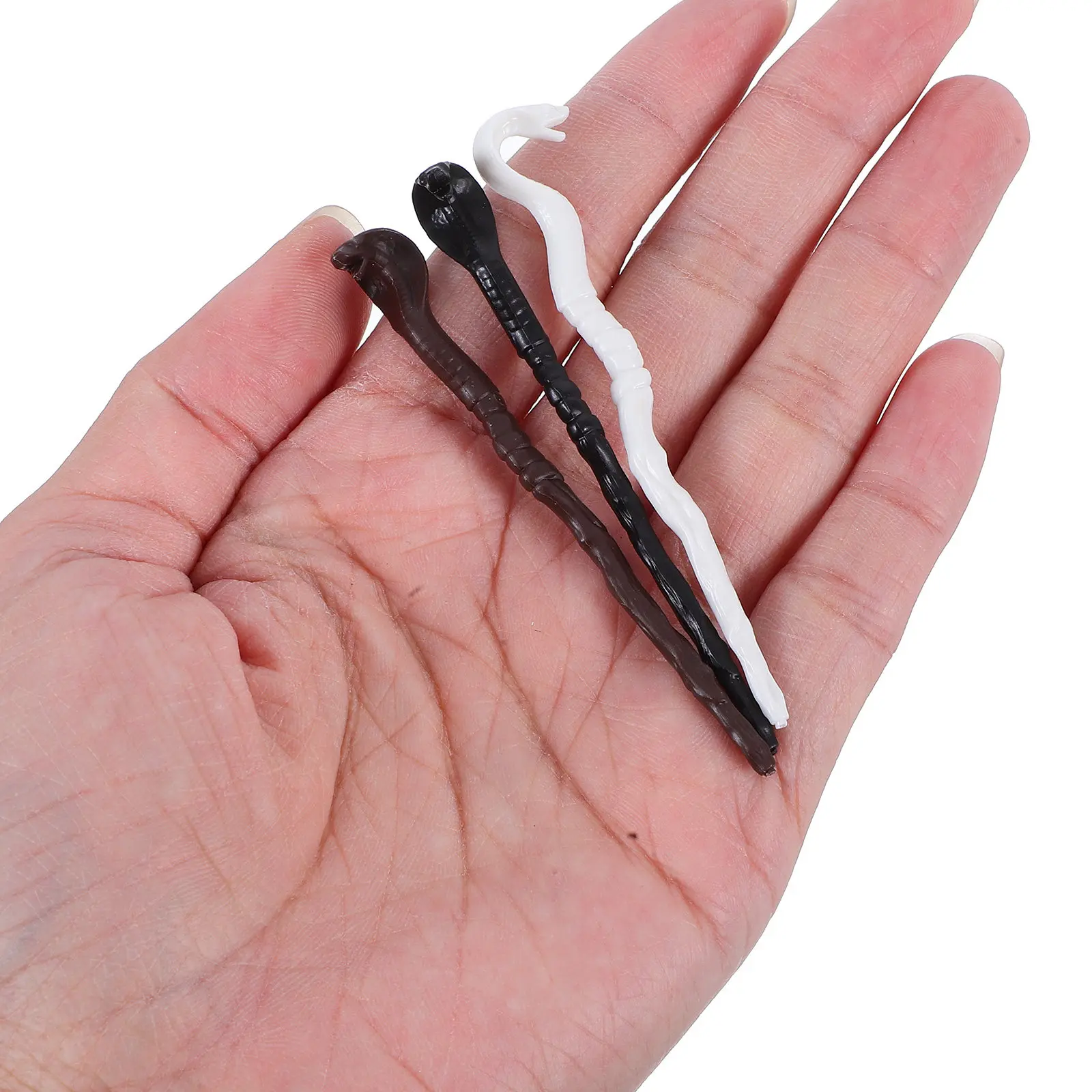 

48Pcs Mini Snake Head Halloween Cane Compact Lightweight Plastic Prop for Cosplay Party Haunted House Decoration