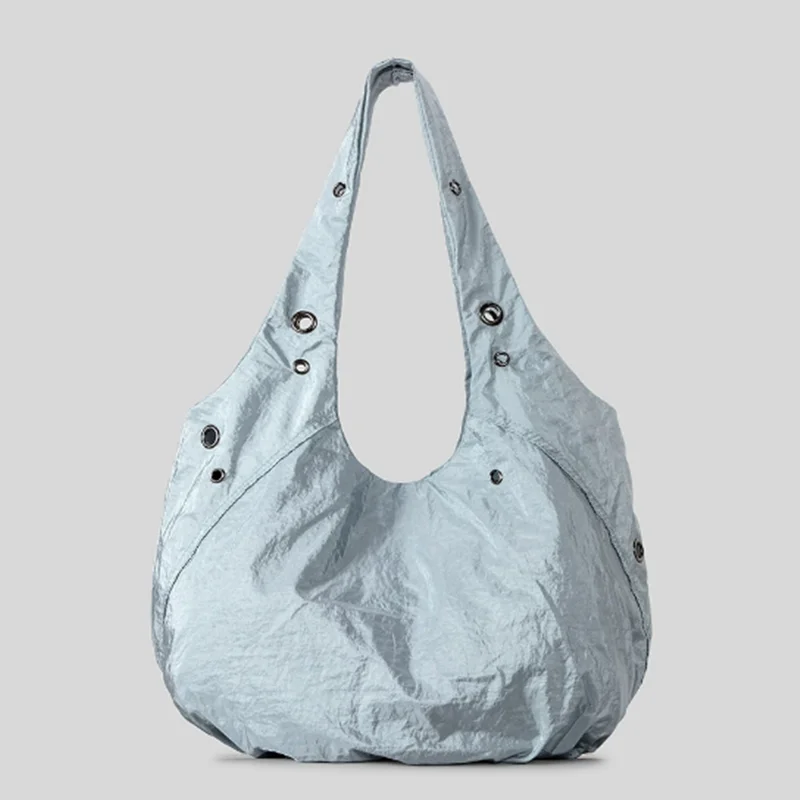 

large capacity shopping bags 2025 Informal nylon shoulder bags with womens rivets light pocket bags and designer's knitted bags