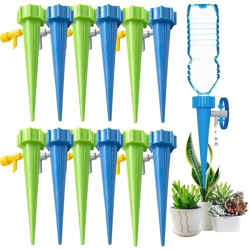

10 piece regulated drip irrigation system, automatic plant irrigation pile, used for indoor, garden, and office plants