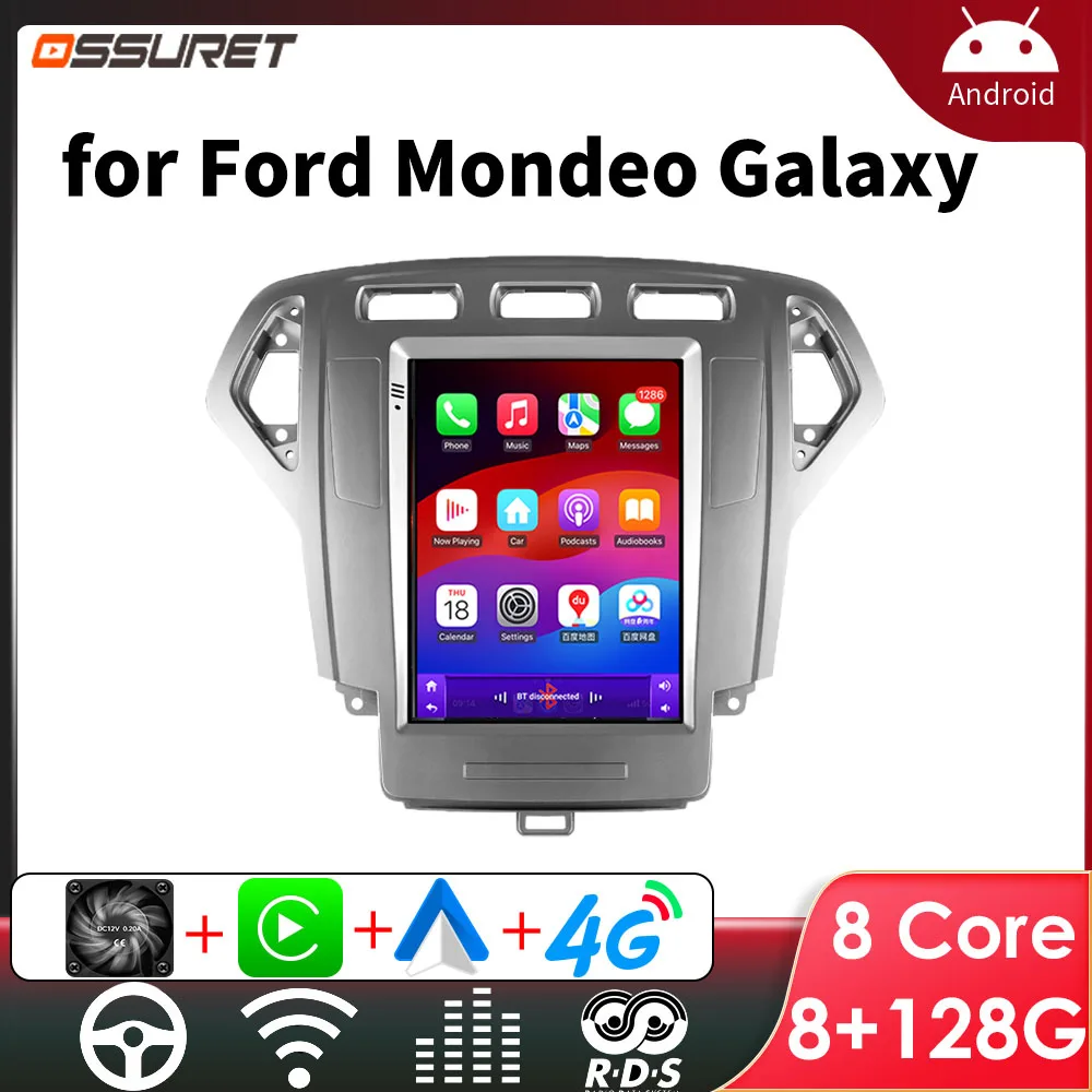 Lettore multimediale per auto per Ford Mondeo MK4 Galaxy A/C 2007 - 2010 Autoradio Stereo Wireless Carplay 4G 9.7 pollici 4G DSP 2din Audio