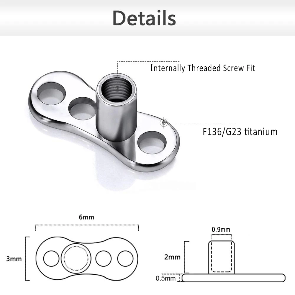Titanium Helix Piercing Microdermal Studs, Dermal Anchor