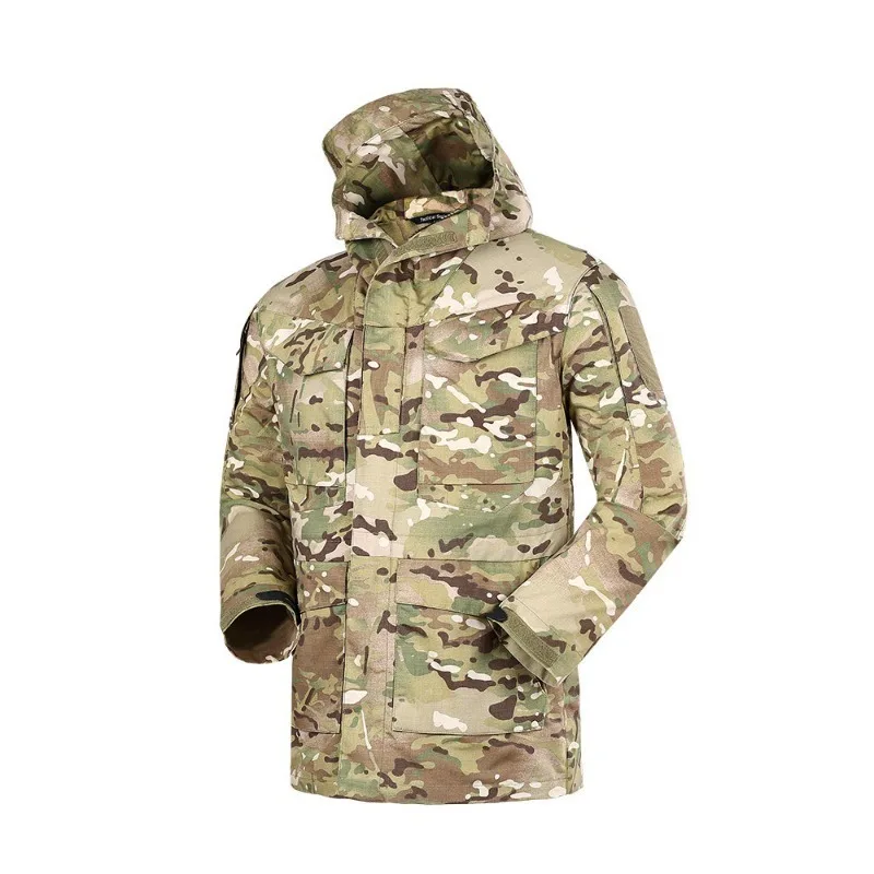 Military Outdoor Splash Proof Jacket with Fleece Insulation, Medium Length Windbreakers, Hooded Jackets, 3 in 1, Winter