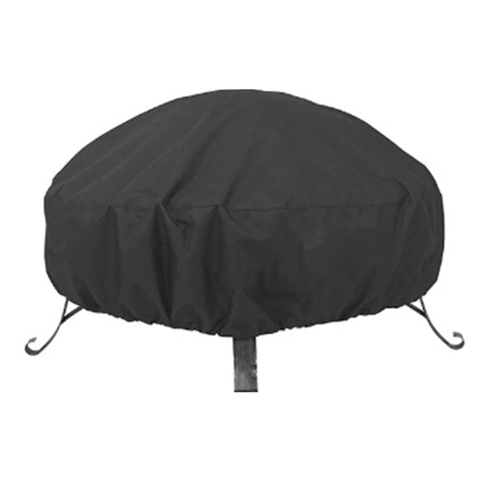 210D Oxford Fabric Round Firepit Cover with Windproof Drawstring for Effective Rain and Dust Protection Outdoors
