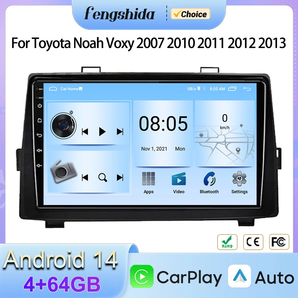 for Toyota Noah Voxy 2007 2010 2011 2012 2013 Car Radio Navi Multimedia Player Stereo Android 13 GPS Carplay No 2din