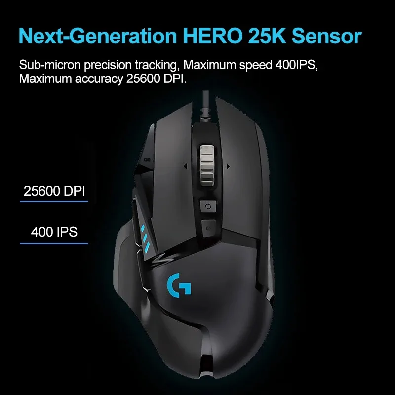 Logitech G502 Hero Wired Ergonomic Esports Gaming Mouse 25k Optical Sensor Rollerball Mice For PC Gamer Accessories Gift