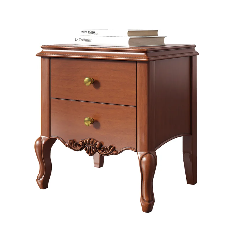 Lightweight luxury American wooden bedside table with 2 drawers