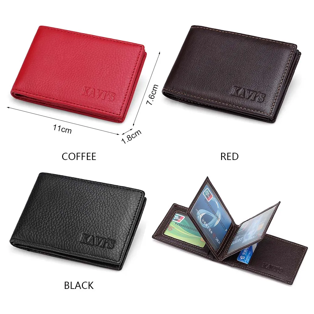 Genuine Leather Portable Slim Wallet for Men Mini Credit Card Holder Thin Small Card Organizer Purse Driver\'s License Money Bag