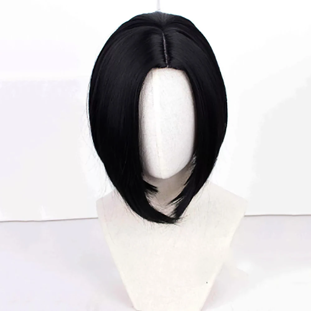 HAIRJOY Synthetic Hair Wig Viper Valorant Cosplay Wig Black Middle Part Short Straight Hair Wig Rose Net