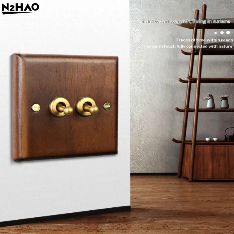 

1 шт., черный орех, ретро, британский выключатель света, розетка, прикроватный настенный светильник, светодиодный диммер, латунный тумблер из чистого дерева, доска