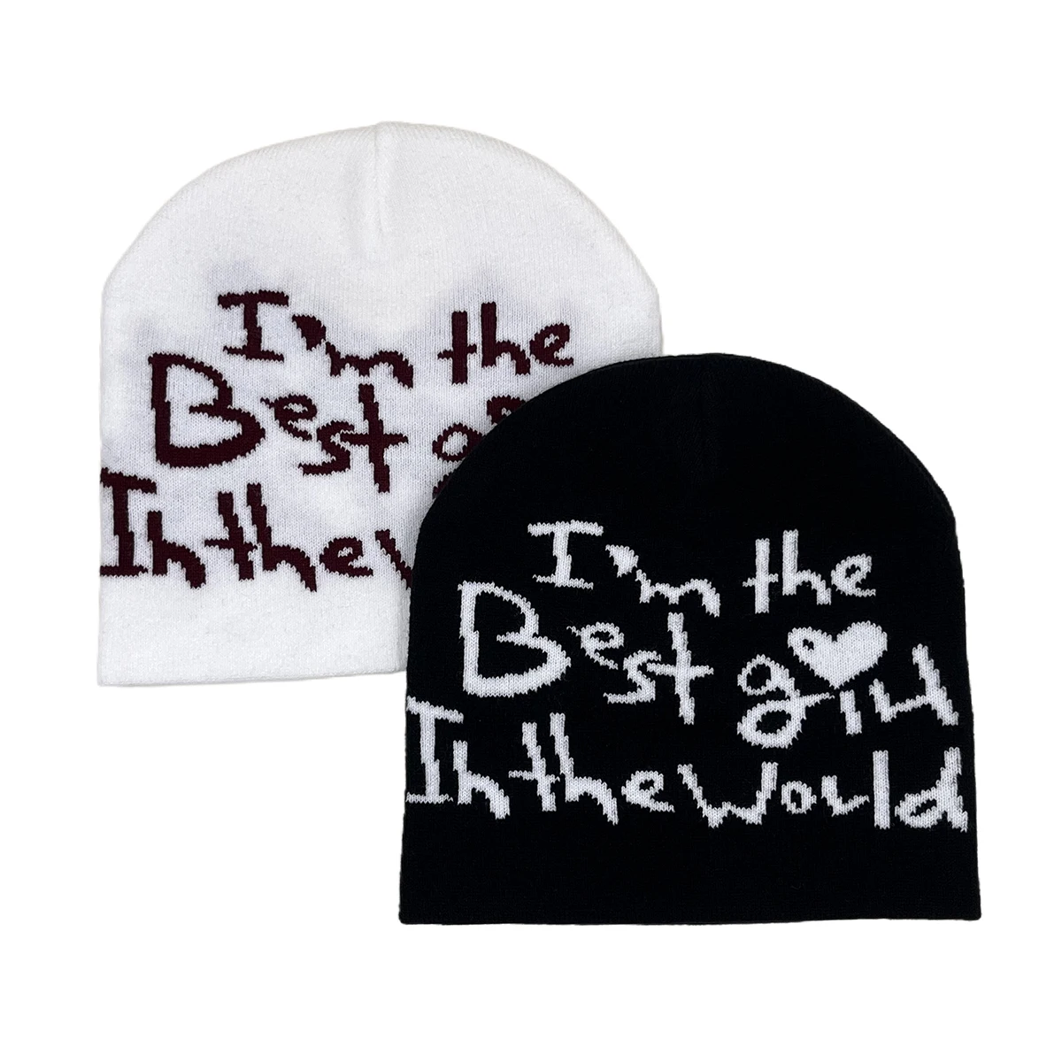 Autumn and winter letter jacquard I am the best girl in the world women's knitted hat fashion beanies hat outdoor warm brimless