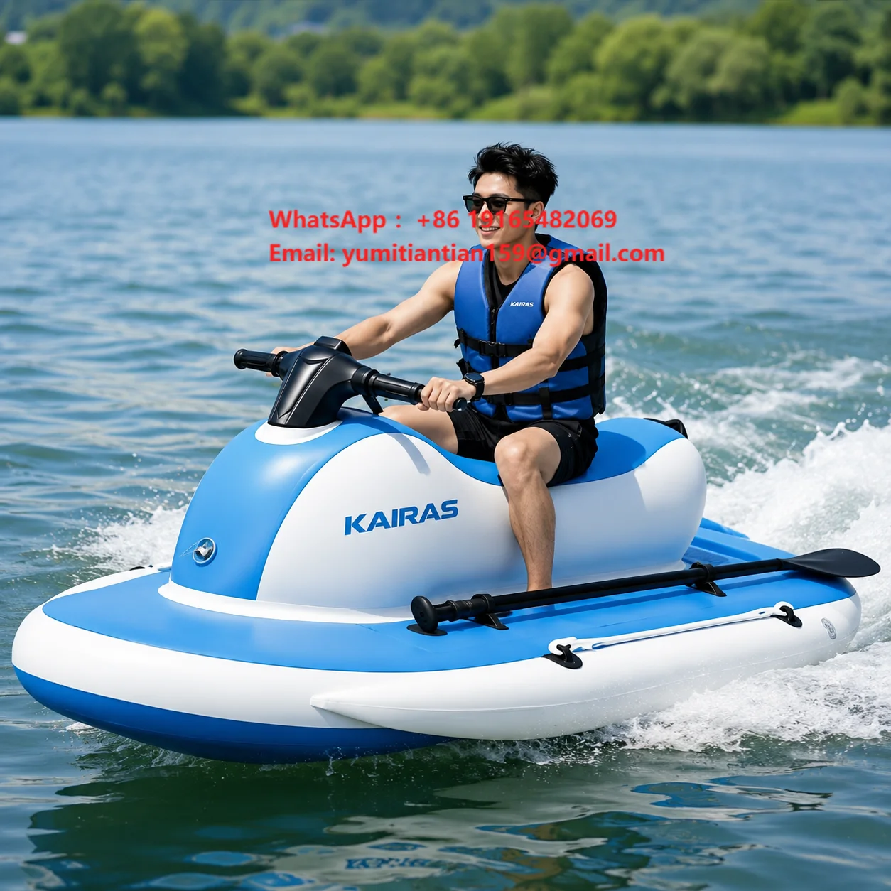 Inflatable Electric Jet Ski Style Watercraft Portable Motorized Water Scooter for Adult Lake Recreation