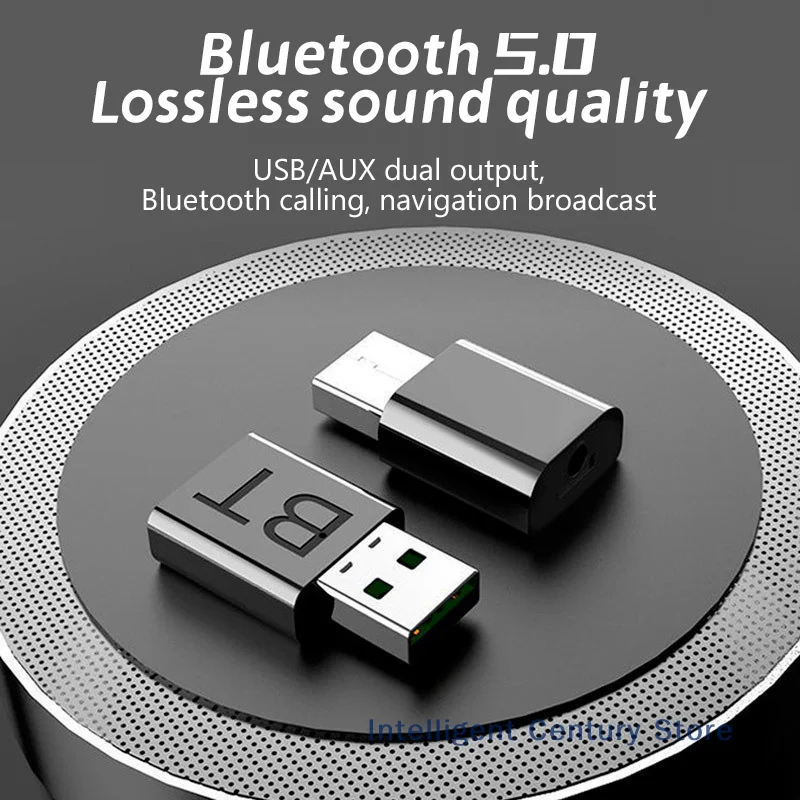 1 Pc USB Bluetooth Receiver Adapterรถบลูทูธ 5.0/5.1 อะแดปเตอร์เสียงทีวีPCไร้สายบลูทูธ 2-in-1 Converter Plug & Play