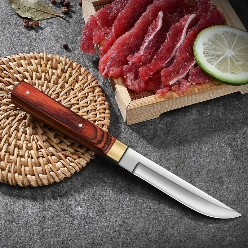 Meat Knife, Fruit-Knife, Peeling-Knife, Multifunctional-Knife, Wooden Handle, With Knife-Sheath, Suitable For Restaurant-Kitchen