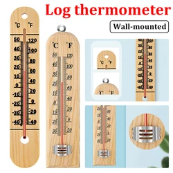 Wall Thermometer Wood Wall Hang Thermometer Indoor Outdoor Wooden Scale Thermometer Analog Room Garden Thermometer Set