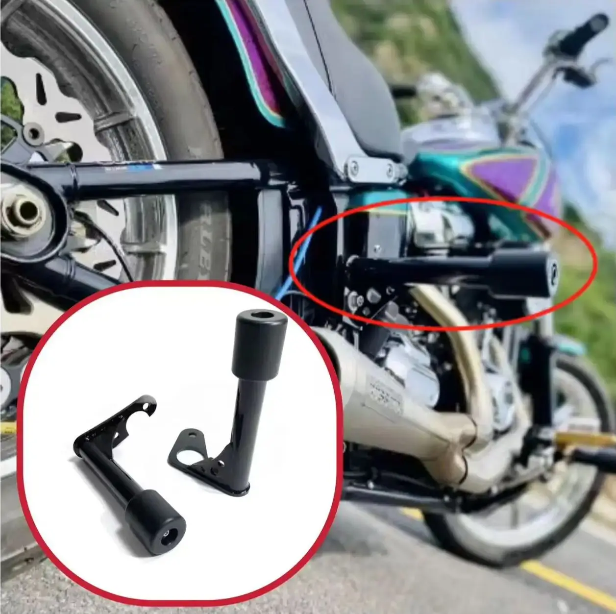 

For Harley Softail Street Bob Low Rider S ST 18-24 Motorcycle Rear Passenger Foot Pegs Crash Bar Frame Slider FXBB FXLRS FXLRST