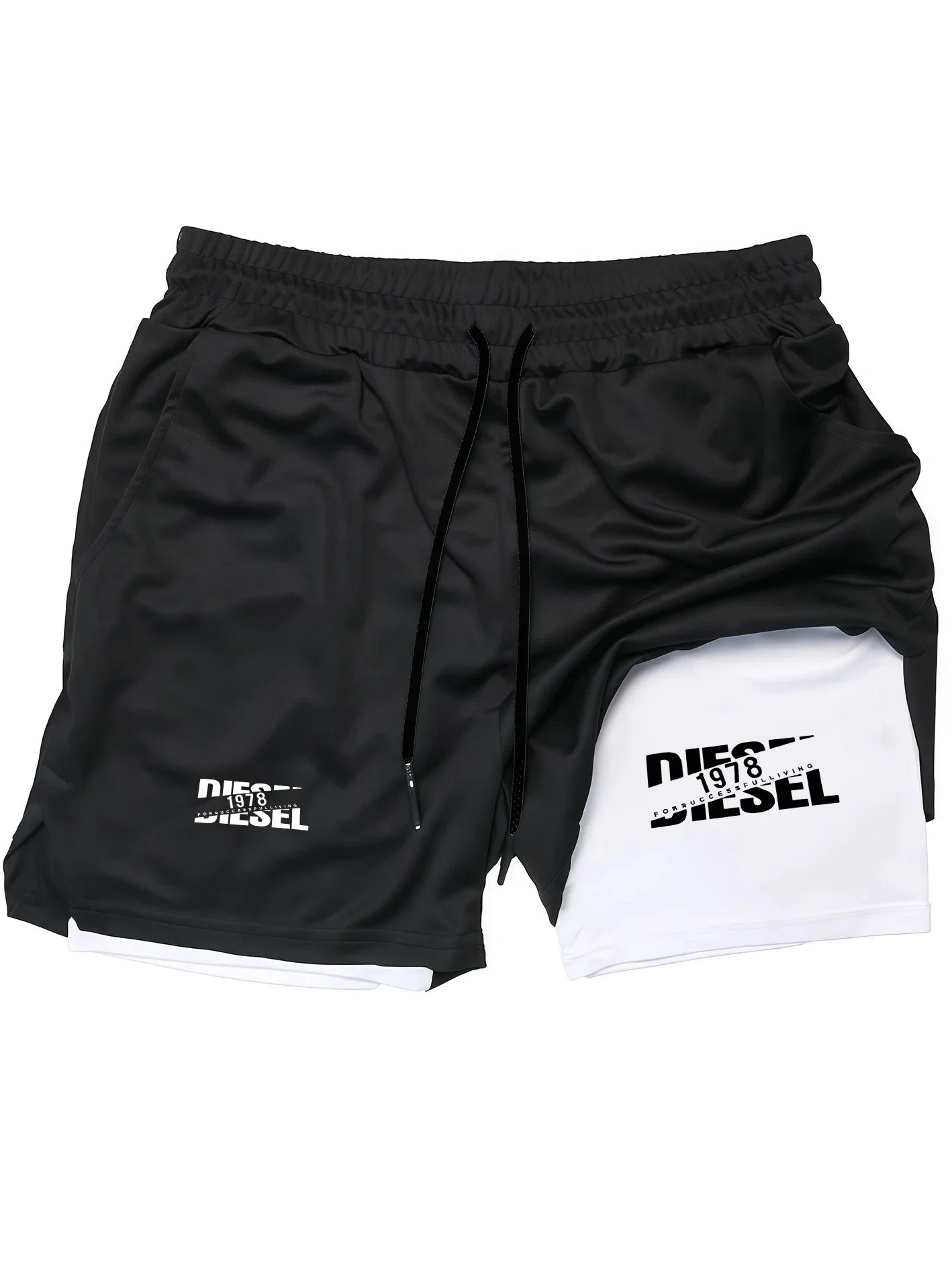 Herren-Trainingsshorts mit doppelter Schicht, Sommer, schnell trocknend, atmungsaktiv, für Fitness, Laufen, Sport, lockere Übergröße, 5 Hosen