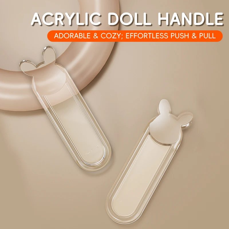 

MIXSAS 1-4pcs Self-adhesive Sliding Door Handle Nail-free Rabbit Acrylic Door Handle Transparent Pull for Cabinet Glass Wardrob