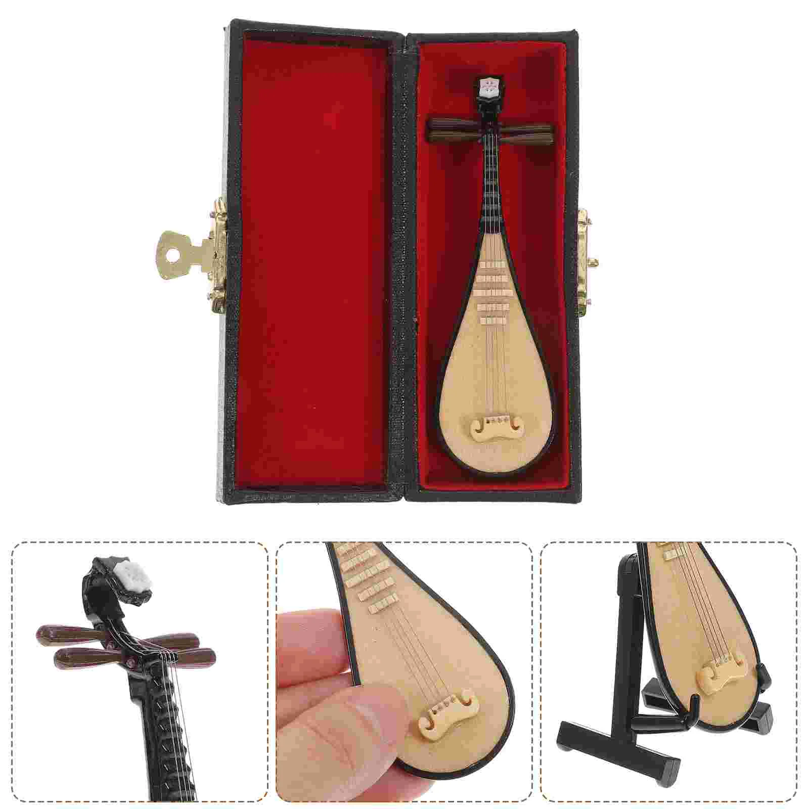 

Pipa Model Photo Prop Unique Small Mini Musical Instrument Lute for Home Plastic Miniature