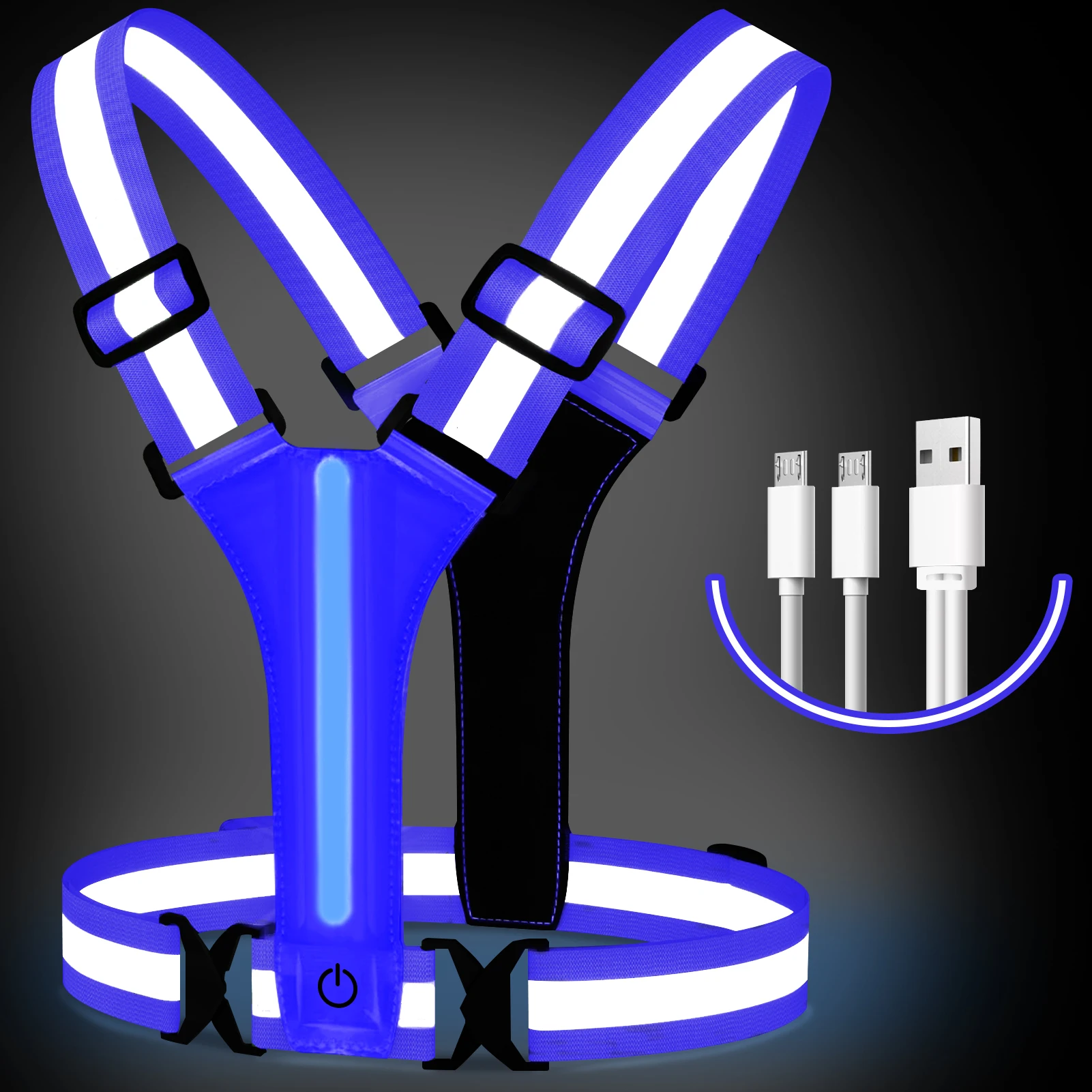 LED-reflecterend vest Hardloopuitrusting USB oplaadbaar LED-lichtvest Hoge zichtbaarheid Hardlooplichten voor joggen Hardlopen Wandelen
