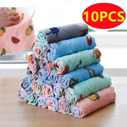 10PC Microfiber Towel Absorbent Kitchen Cleaning Cloth Non-stick Oil Dish Towel Rags Napkins Tableware Household Cleaning Towels