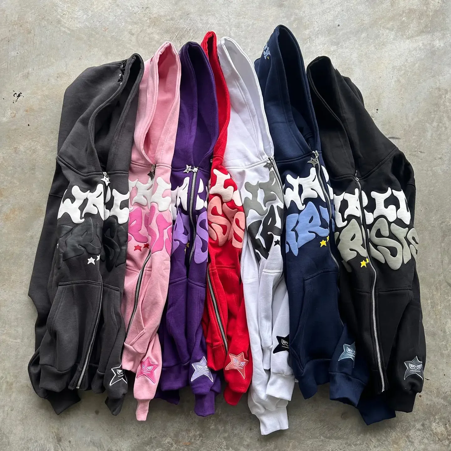 Y2K Streetwear Zip Hoodie Y2K Sweatshirt Hip Hop Letter Graphic Print Oversized Hoodie New Harajuku Gothic Jacket Coats Clothes