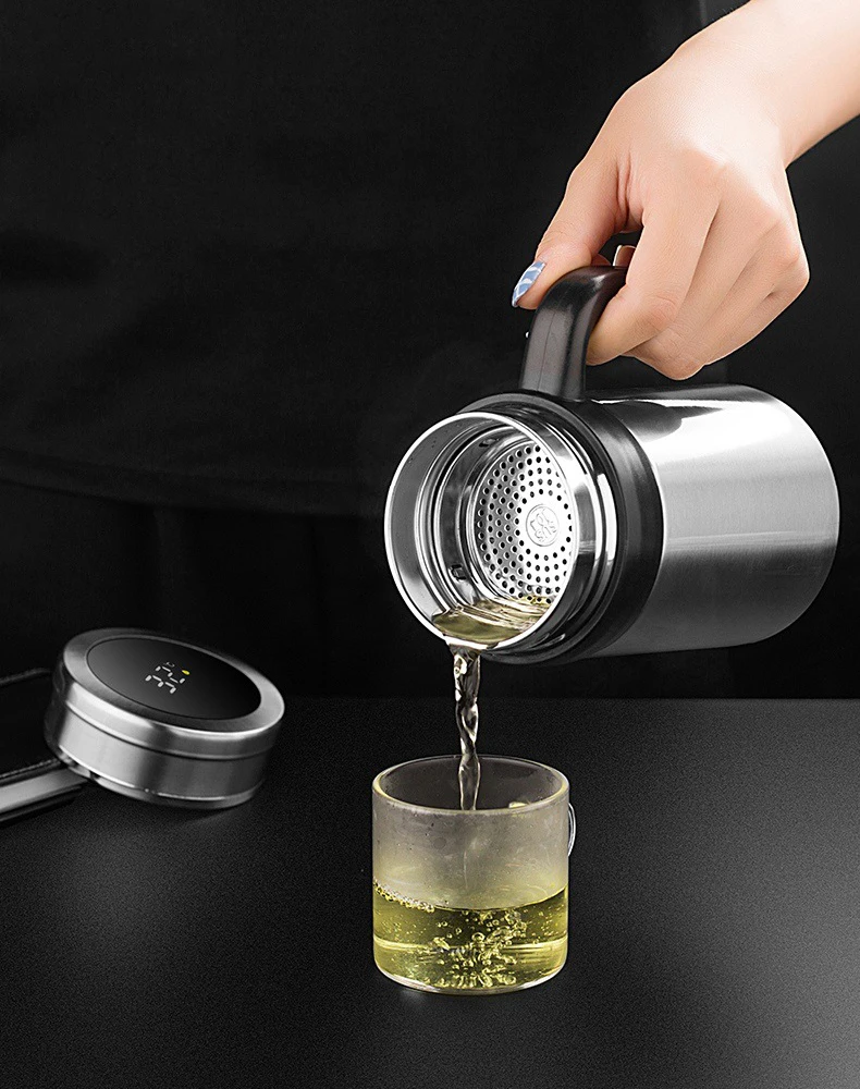 500ML Thermos Coffee Mug With Filter Handle Stainless Steel Insulated Vacuum Tea Cup Home Office LED Temperature Display Gift