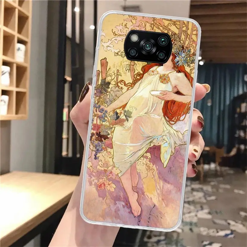 Alfons Mucha Primavera Soft Phone Case For Xiaomi Poco X3 Pro X6 X5 X4 NFC F6 F5 M5S M4 M3 F4 Gt F3 F2 F1 M2 Fundas Cover Poco X