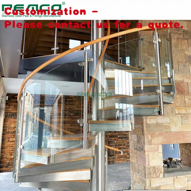 custom.Modern Stairs 304 Stainless Steel Glass Handrail House Indoor Stair Glass Railing System