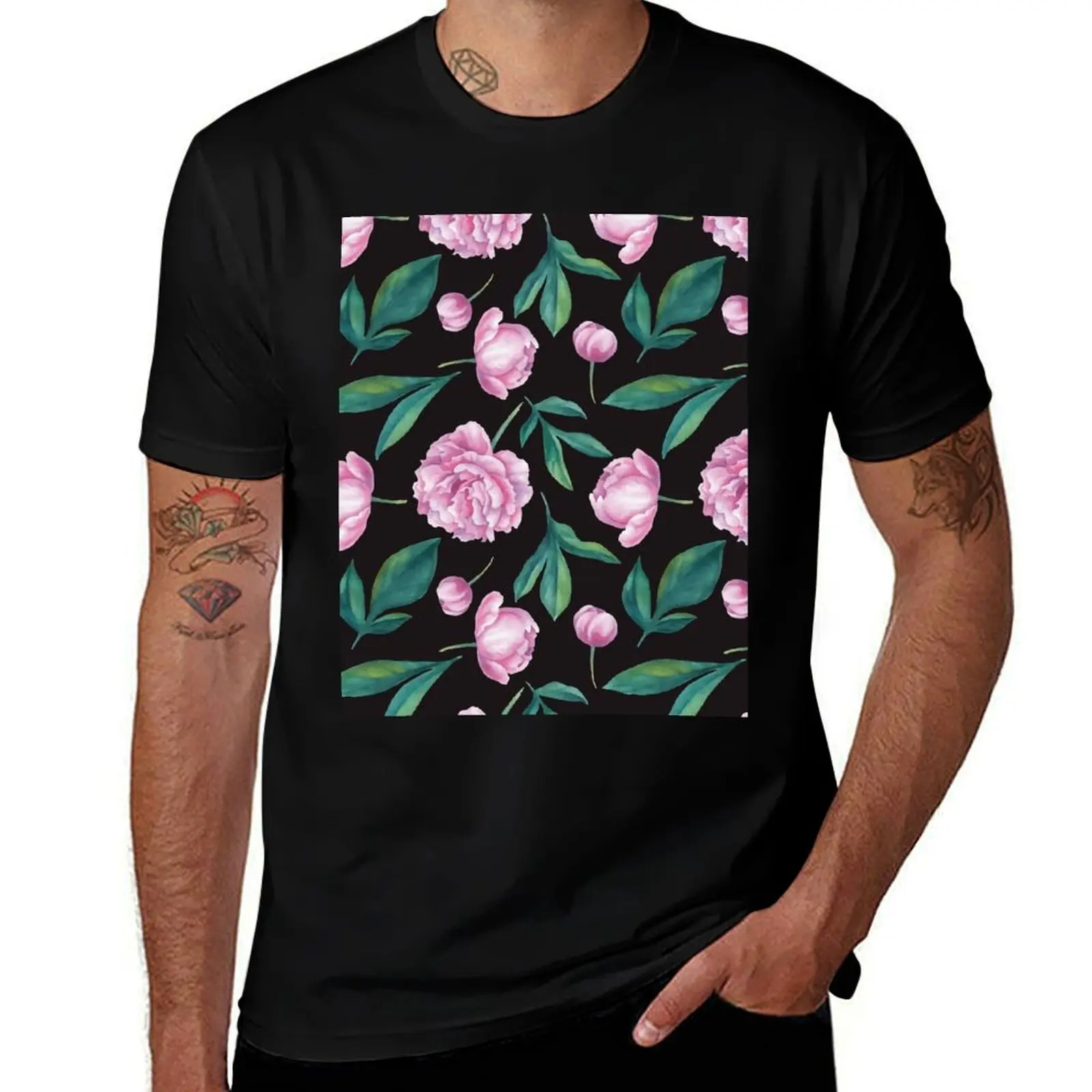 

Seamless watercolor peony pattern T-Shirt t shirts for man cotton funny t shirt man plain man t shirt designer T-shirt