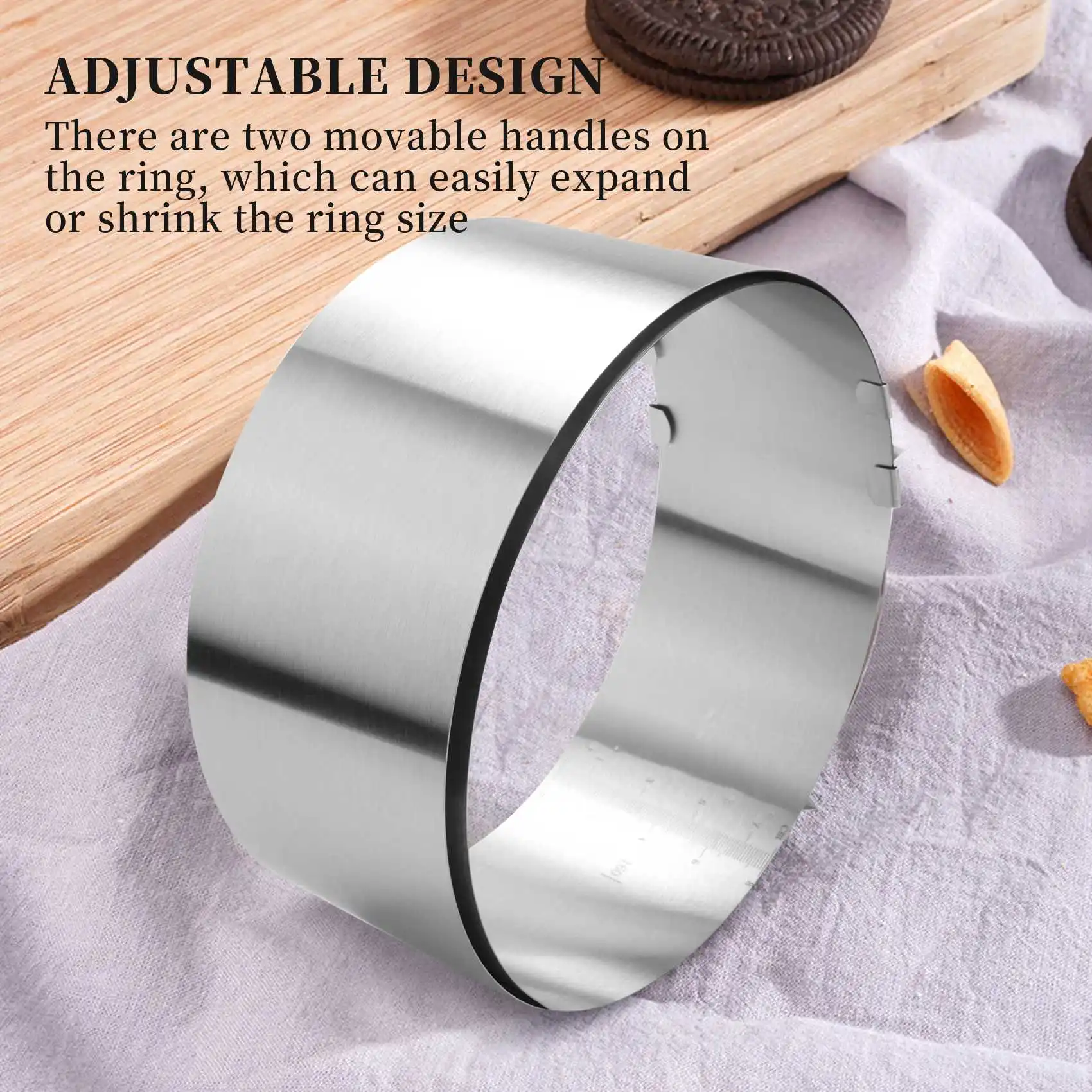 ABJI-Cake Ring 6 To 12 Inch Adjustable Round Stainless Steel Cake Mousse Mould Ring Bakeware Tools Cake Decorating Mold Baking R