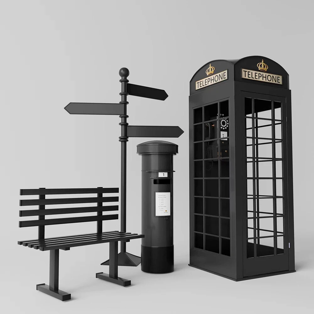 

London style phone booth retro British decoration wedding decoration customized outdoor London Telephone booth with artificial