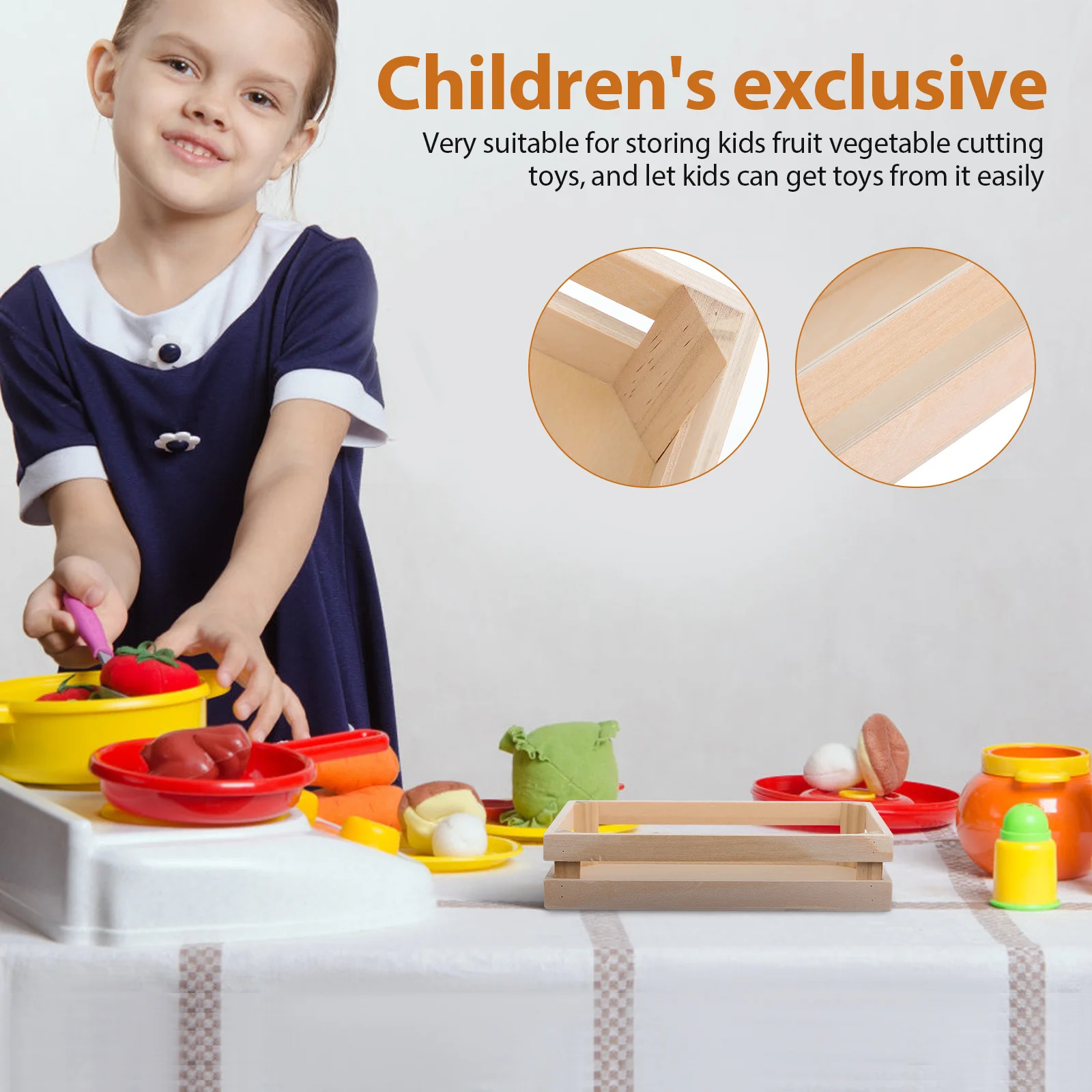 منظم تخزين خشبي، حاوية سلة صغيرة للمنزل والمكتب، صناديق خشبية مستطيلة، سلال تخزين #4