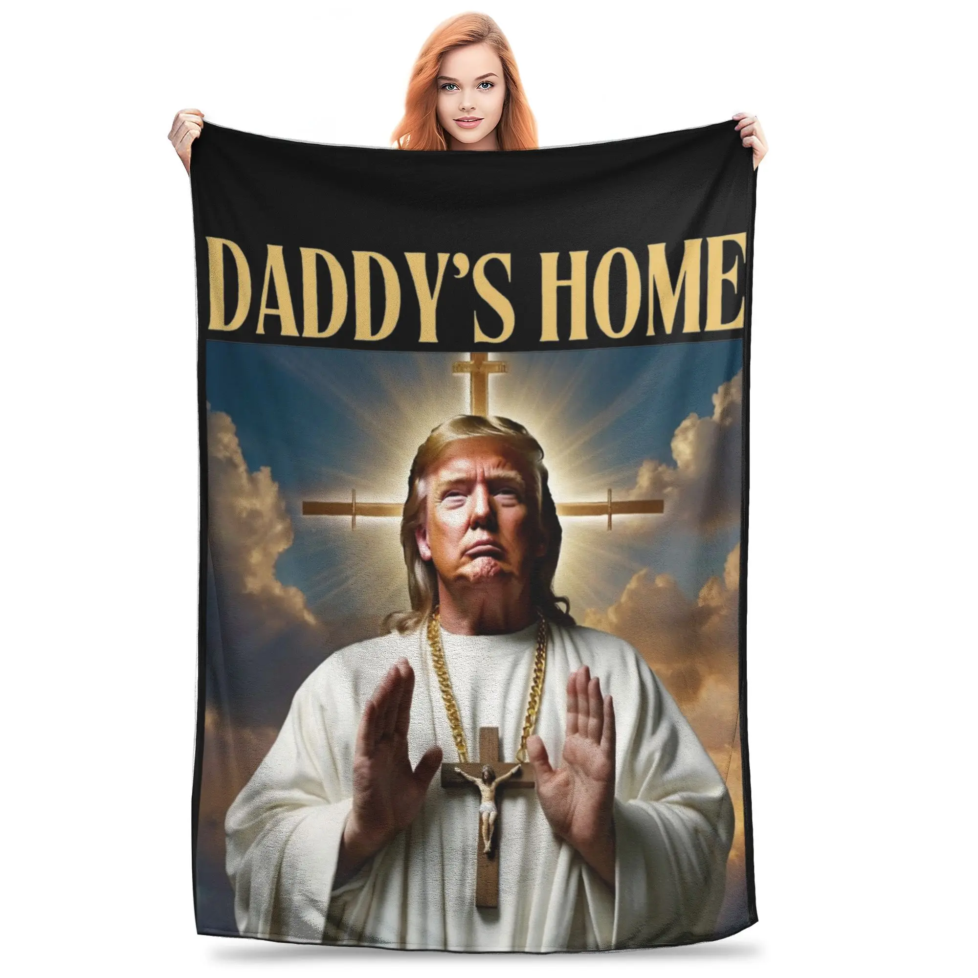 Donald Trump Daddy's Home 2024 Elections  Blanket Fleece Make America Great Again Super Warm Throw Blankets for Bed Bedspread