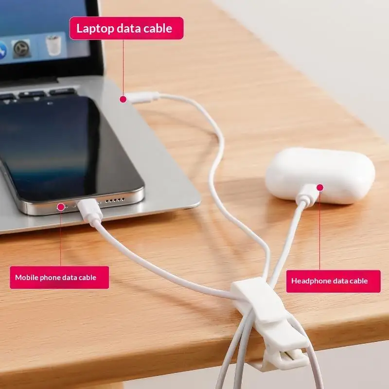3Pcs No Drill Cable Management Clips Adhesive Desk Edge Wire Holders Durable Data Line Fixed Clamps for Workstation