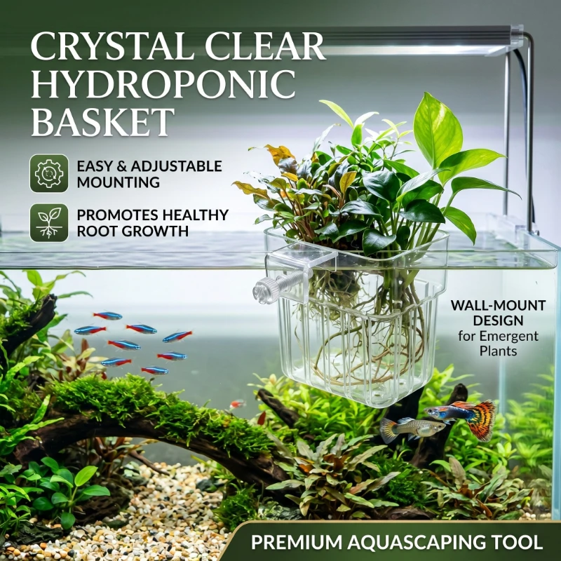Transparent Fish Tank Hydroponic Plant Basket Rectangular Hanging Planting Basket Water Culture Fish Tank Decoration for Home