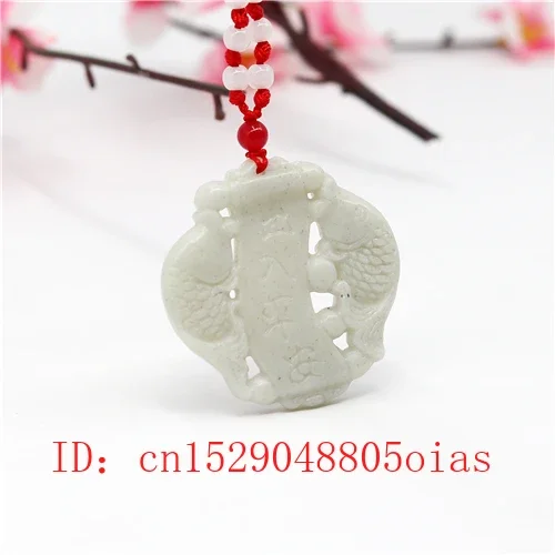 Pendentif en Jade et carpe chinoise, blanc naturel, collier, breloque, bijoux, amulette sculptée Double face, accessoires de mode, cadeaux