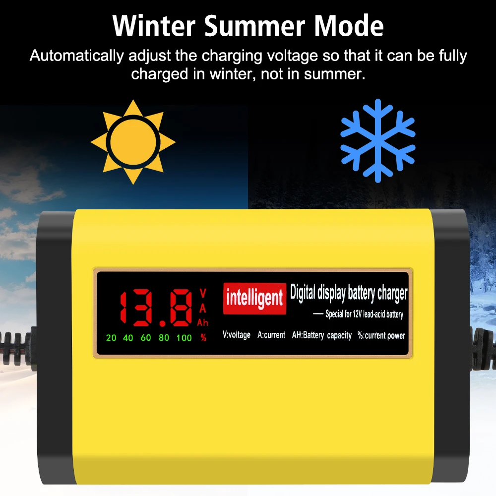 3 مراحل حمض الرصاص AGM جل شواحن البطاريات شاحن بطارية السيارة اكسسوارات السيارات