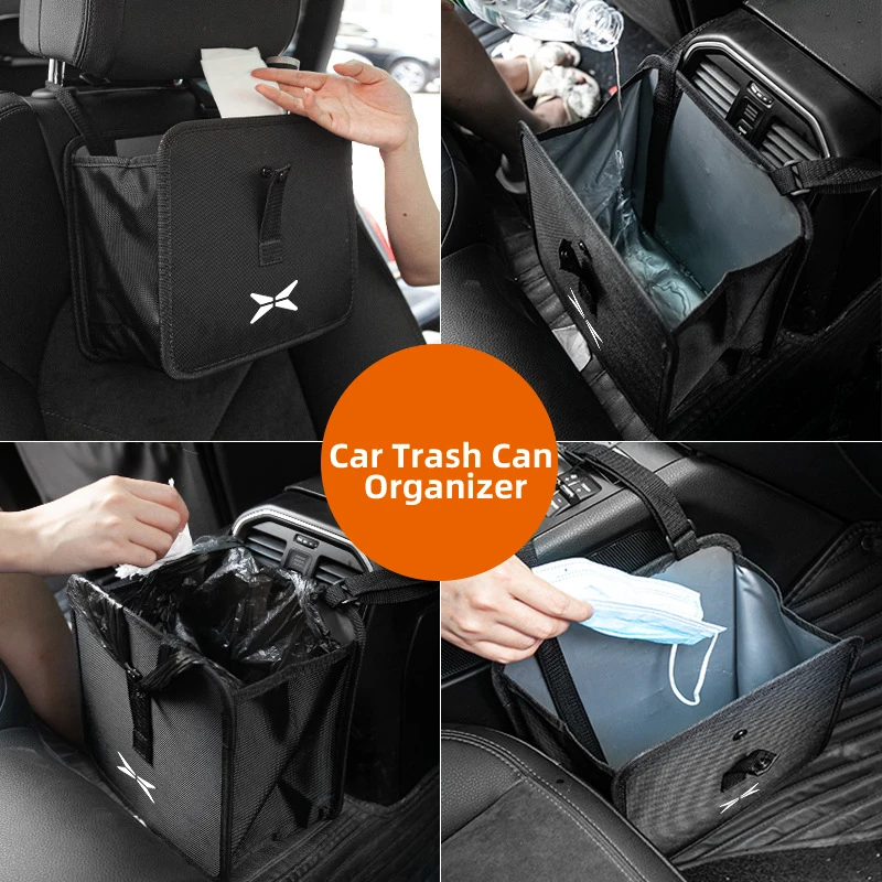 Car Trash Can Waterproof Rubbish Bin Seatback Hanging Organizer Bag For Xpeng P7 G3 G3i G9 P5 X2 N5 F30 H93 Beta 2019 2020 2021