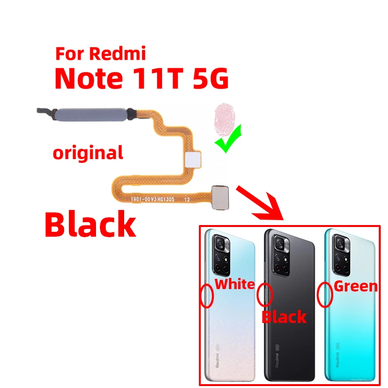 Original For Xiaomi redmi note 11T 5g Fingerprint Sensor Home Return Key Menu Power Button Flex Ribbon Cable