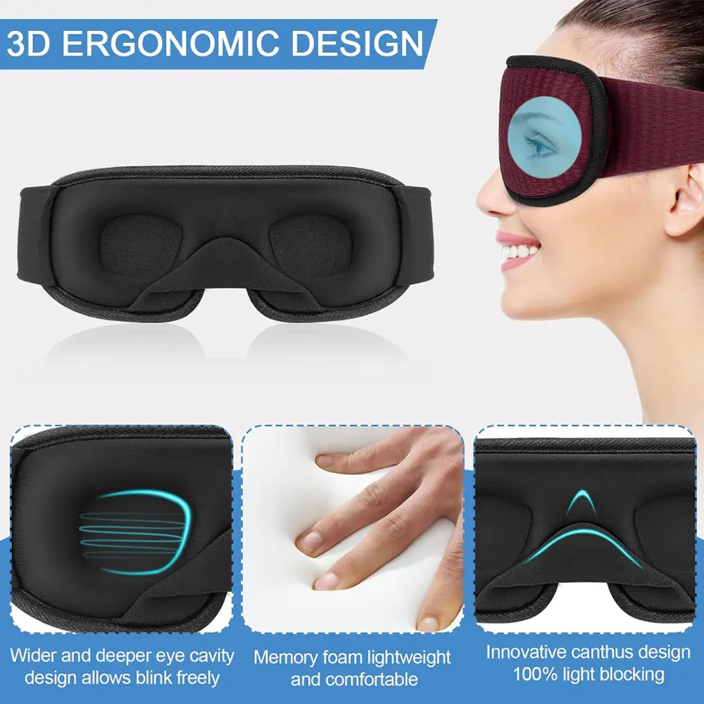 3D Breathable Sleeping Mask Block Out Light Memory Foam Eyeshade Household Travel Sleepmasker Blindfold Sleeping Aid Eyepatch