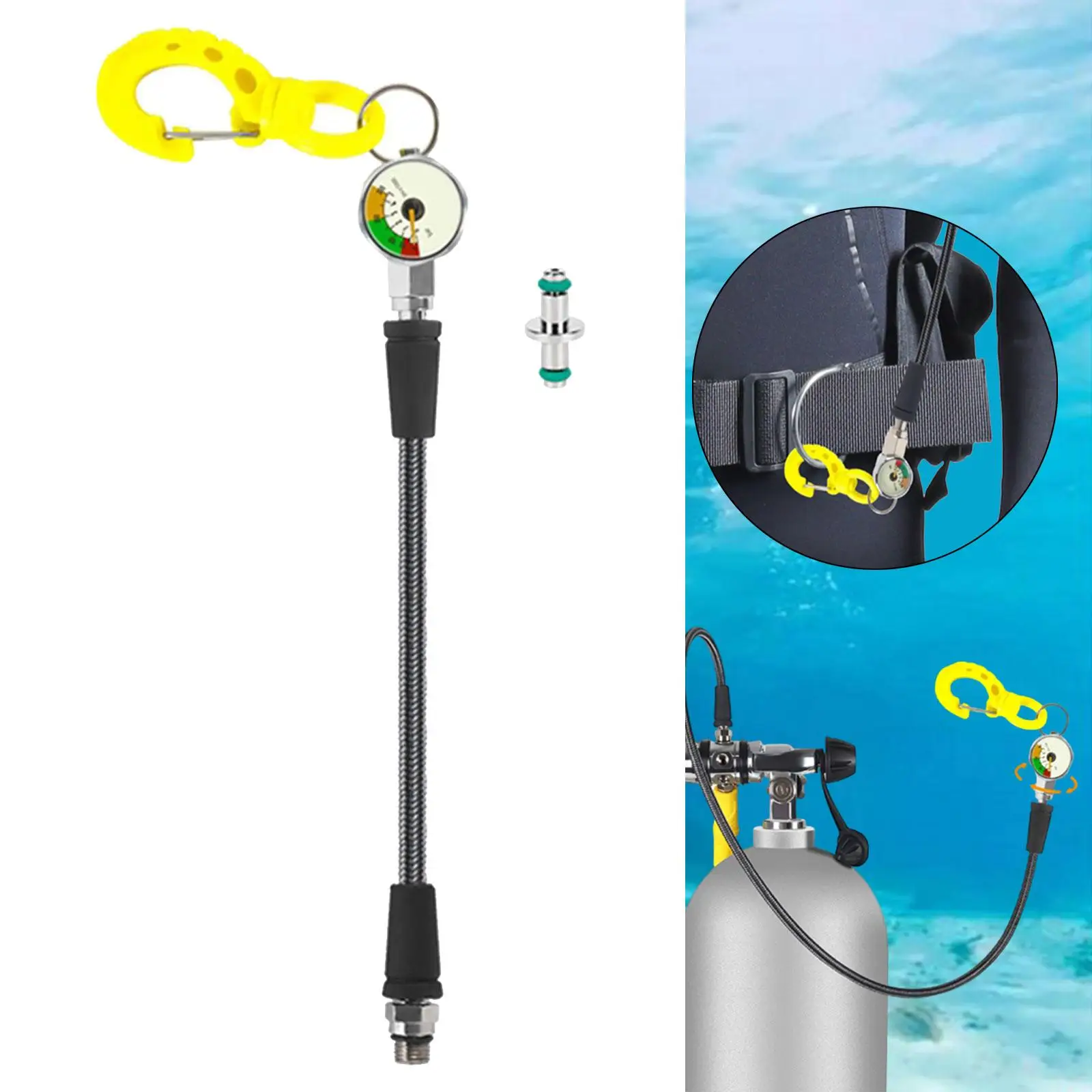 Luminous Diving Pressure Gauge with Carbon Fiber Body and Rotatable Dial for Scuba Diving Accessory Replacement