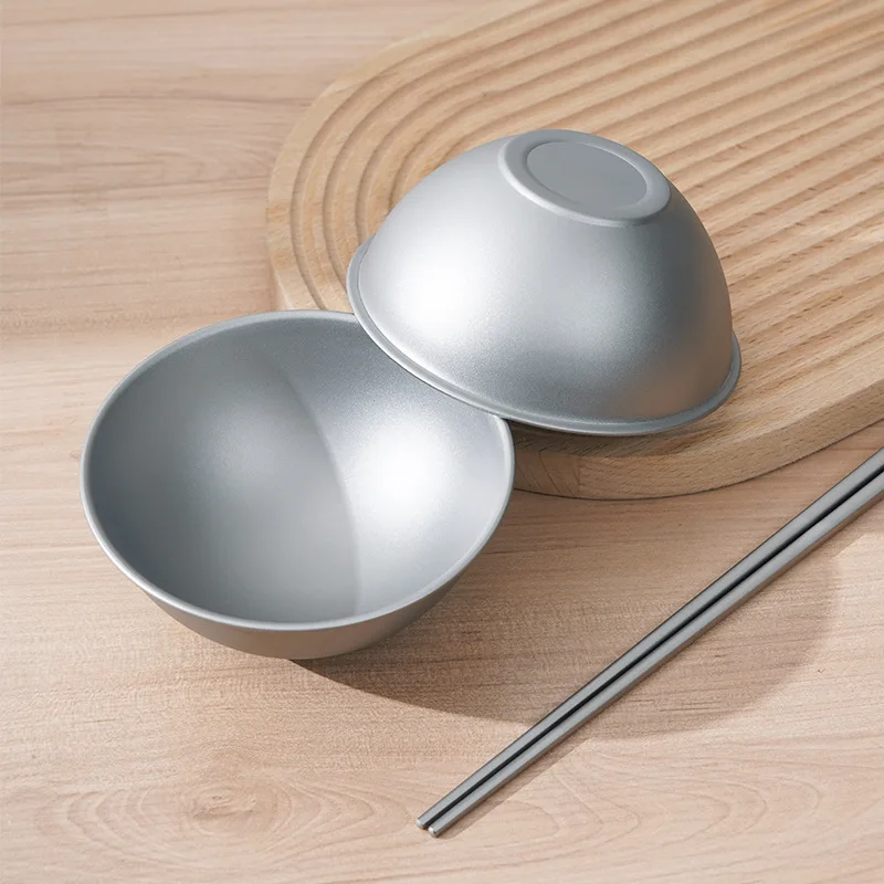 1PCS,13cm Pure Titanium Food Bowl,Double-layer,Heat-insulating And Scalding,Antibacterial,Lightweight,Outdoor Camping Tableware